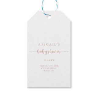 Rose Gold Minimalist Calligraphy Baby Shower  Gift Tags