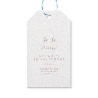 Rose Gold Minimalist Sip Sip Hooray Bridal Shower  Gift Tags