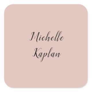 Rose Gold Modern Professional Exclusive Name Square Sticker