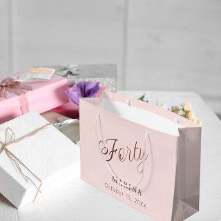 Rose gold name script 40th birthday large gift bag