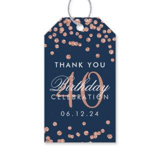 Rose Gold Navy 40th Birthday Thank You Confetti Gift Tags