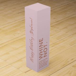 Rose Gold Pink Birthday Funny Custom Name Wine Box