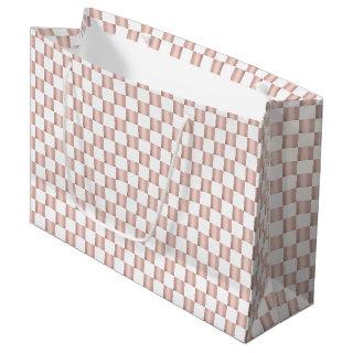 Rose Gold Pink Checkerboard Pattern Large Gift Bag