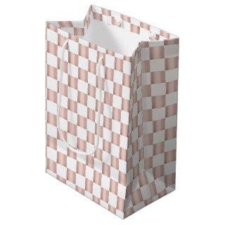 Rose Gold Pink Checkerboard Pattern Medium Gift Bag