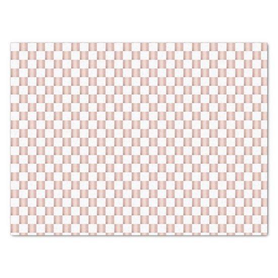 Rose Gold Pink Checkerboard Pattern Tissue Paper
