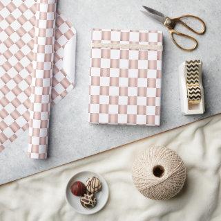 Rose Gold Pink Checkerboard Pattern