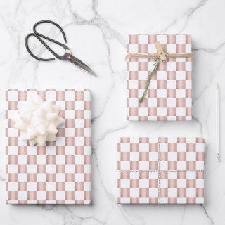 Rose Gold Pink Checkerboard Pattern  Sheets