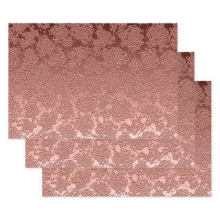 Rose Gold Pink Floral Succulent Pattern Metallic  Sheets