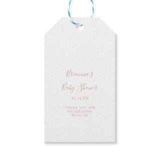 Rose Gold Simple Minimalist Baby Shower  Gift Tags