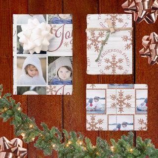 Rose Gold Snowflake Christmas Holiday Your Photos  Sheets