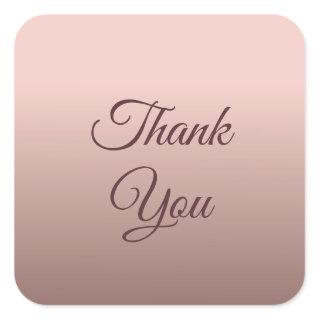 Rose Gold Thank You Typography Script Template Square Sticker