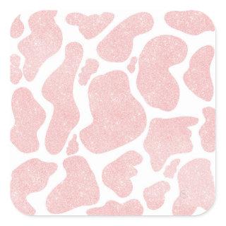 Rose Gold white Large Cow Spots Animal Pattern Square Sticker
