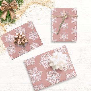 Rose Gold & White Snowflakes Pattern Christmas  Sheets