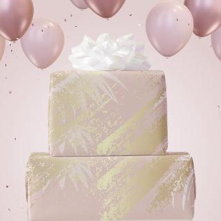 Rose gold white tropical palm leaves birthday