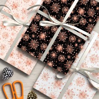 Rose Gold Winter Snowflakes on White  Sheets
