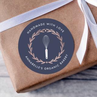 Rose Gold Wreath Whisk Bakery  Classic Round Sticker