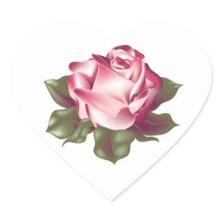 Rose in Full Bloom Wedding Hearts Heart Sticker