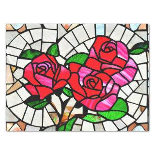 Rose Mosaic Stained Glass Art Decoupage Tissue Paper