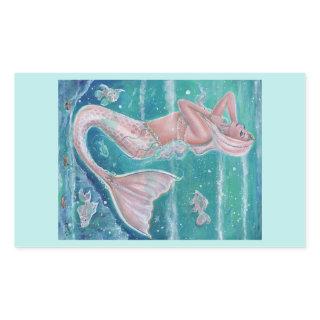 Rose Pearl mermaid art by Renee Lavoie  Rectangular Sticker