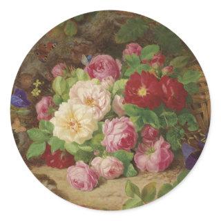 Rose Piece at the Forest Floor with Butterflies Classic Round Sticker