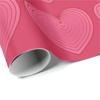 Rose red hearts on a deeper red background