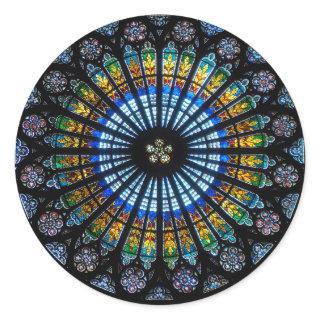 rose window strasbourg cathedral classic round sticker