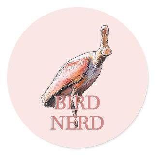 Roseate Spoonbill Bird Nerd Classic Round Sticker