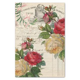Roses and Floral Ephemera Decoupage Tissue Paper