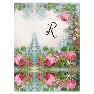 ROSES AND JASMINES FLORAL MONOGRAM TISSUE PAPER