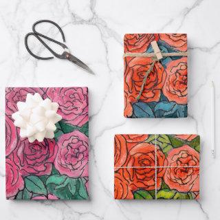 Roses Garden Flowers Floral Sketch Pink Red Green  Sheets