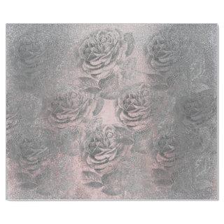 Roses Silver Gray Metallic Floral Pink Pastel Chic