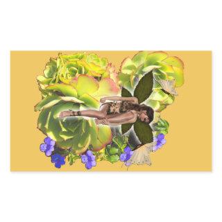 Rosette Succulent visitors Rectangular Sticker