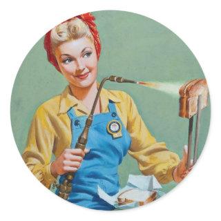 Rosie the Riveter Makes Toasted Cheese Classic Round Sticker