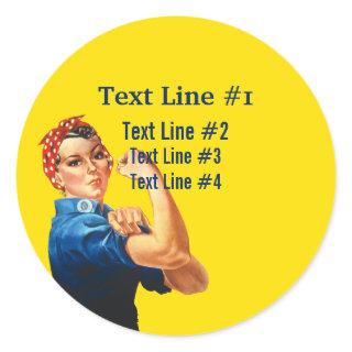 Rosie The Riveter Retro Style Personalized Classic Round Sticker