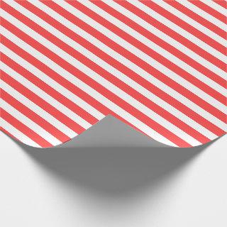 Rosy Red and White Simple Horizontal Striped