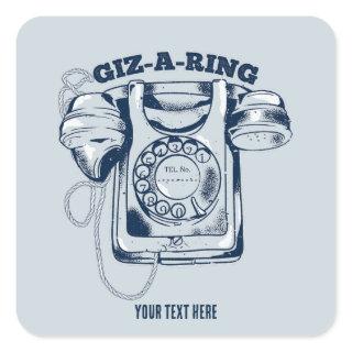 Rotary dial telephone Blue Square Sticker