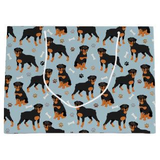 Rottweiler Dog Bones and Paws Large Gift Bag