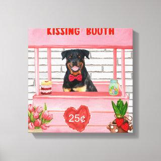 Rottweiler Dog Valentine's Day Kissing Booth Canvas Print