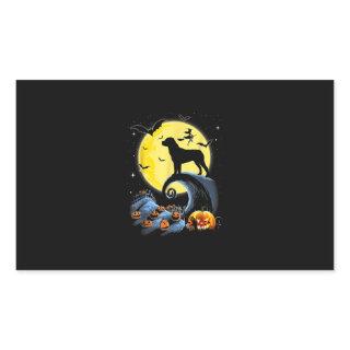 Rotweiler dog and Moon funny halloween costume Rectangular Sticker
