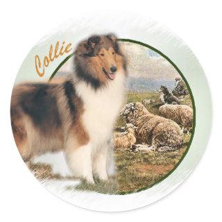 Rough Collie Keeper of the Sheep Classic Round Sticker