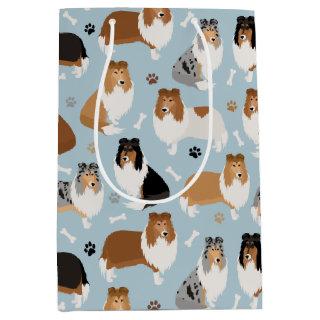 Rough Collie Paws and Bones Medium Gift Bag