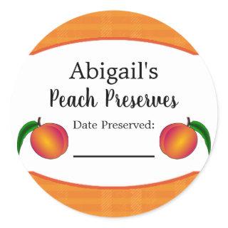 Round Canning Sticker Peach Fruit