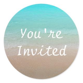 Round Ocean and Beach You're Invited Sticker