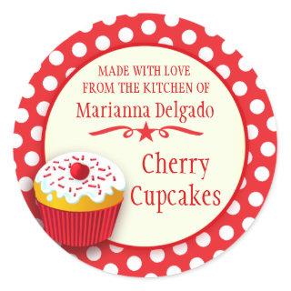 Round red cupcake baking gift stickers