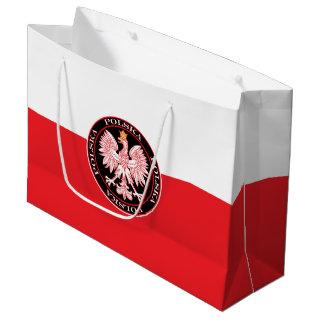 Round Red Polska Eagle Large Gift Bag