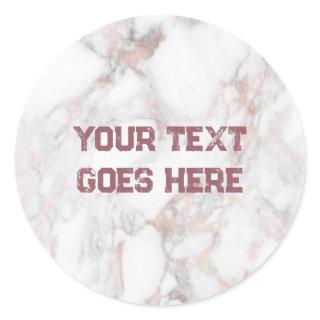 Round Sticker Rose Gold White Marble Template