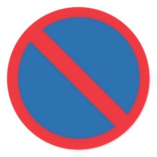 Round Sticker with No Parking Traffic Sign.