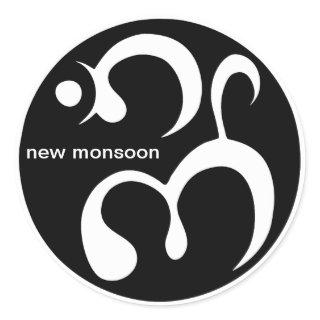 Round Stickers 3" Sheet of 6 New Monsoon Logo