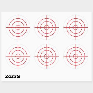 Round target practice stickers with red crosshairs