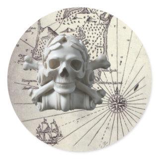 Round Treasure Island Map with Skull Stickers